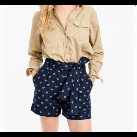 J Crew  embroidered bee shorts size 4 - Picture 2 of 5